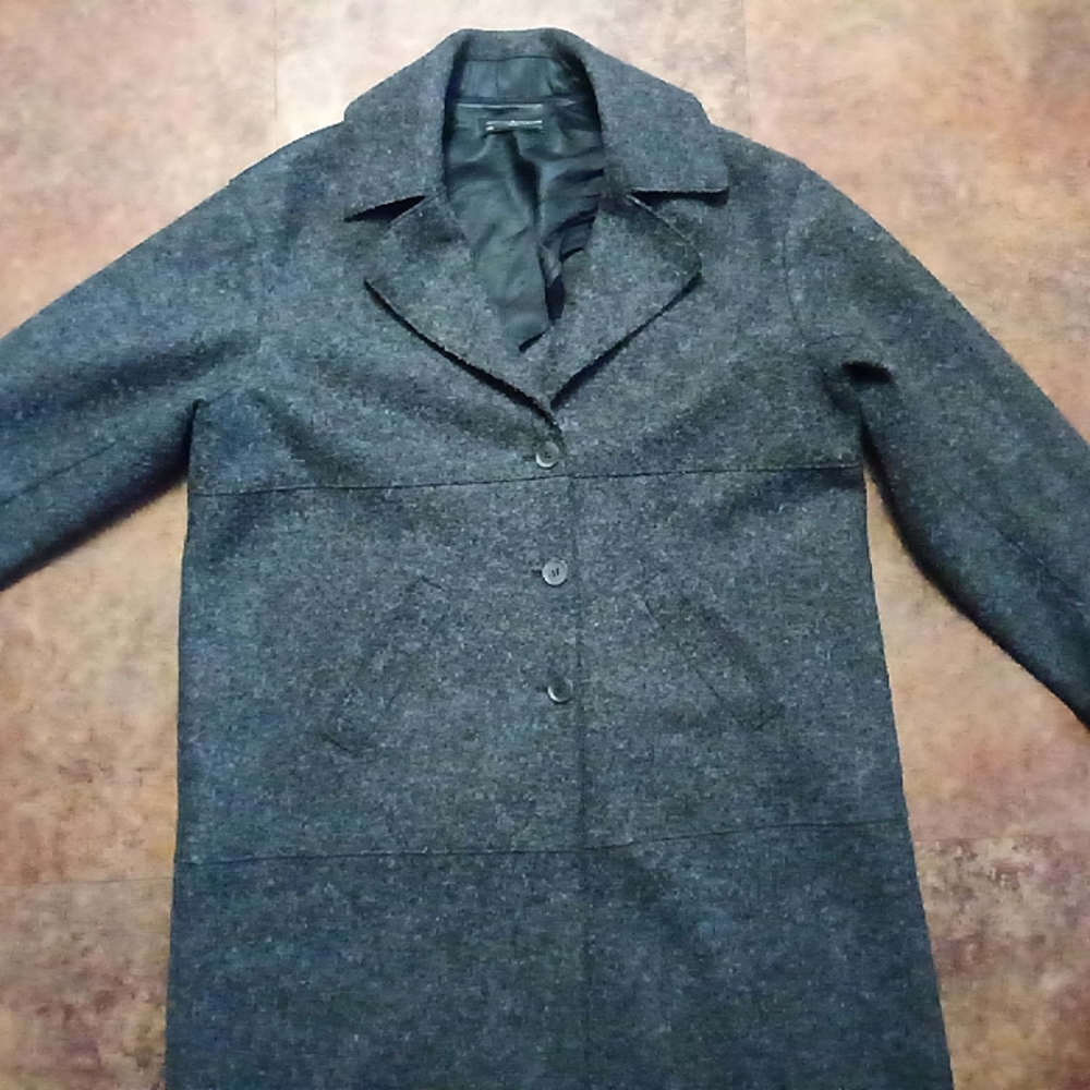 Peruvian Connection Hamilton Coat-Women's L Gray Felted Alpaca Wool Trench Coat